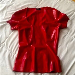 Syren Latex Cherry Red Scoop Neck Latex Top